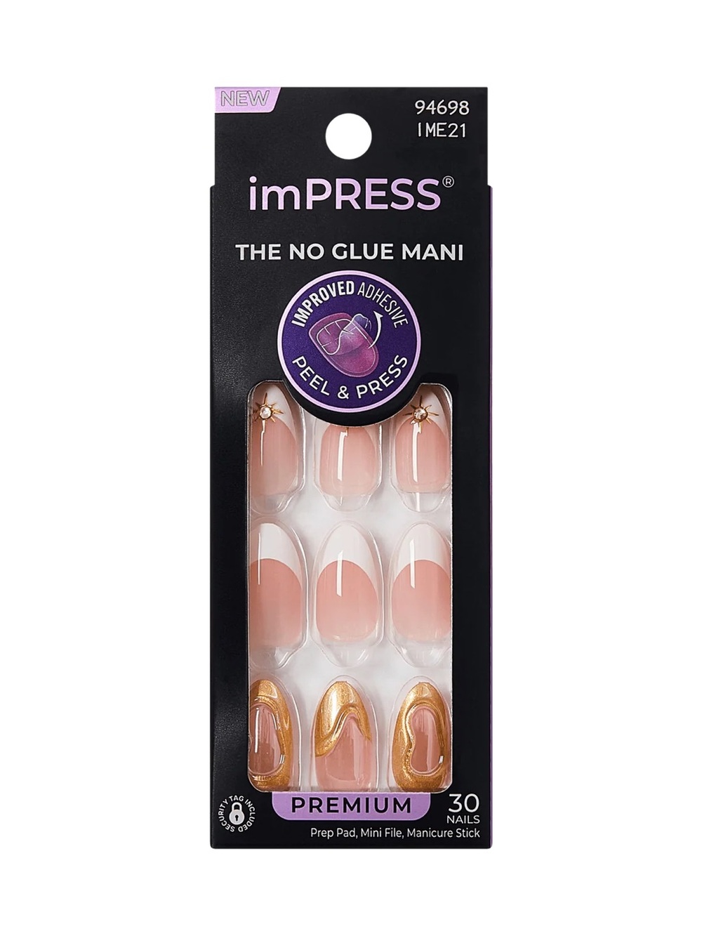 NIB imPress Premium Press-On Fake Nails in No Tears French